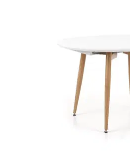 Jedálenské stoly HALMAR Edward rozkladací jedálenský stôl biely lesk / dub san remo