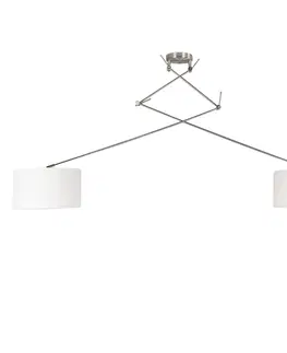Zavesne lampy Závesné svietidlo oceľové s tienidlom 35 cm biele nastaviteľné - Blitz II