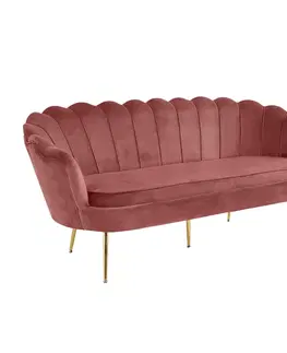 Pohovky Luxusná pohovka, 3-sed, ružová Velvet látka/chróm zlatý, štýl Art-deco, NOBLIN