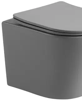 Záchody MEXEN - Rico Závesná WC misa vrátane sedátka s slow-slim, duroplast, svetlo šedá mat 30724061