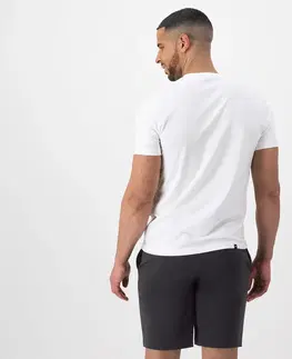 fitnes Pánske tričko na fitnes bavlnené s krátkym rukávom biele