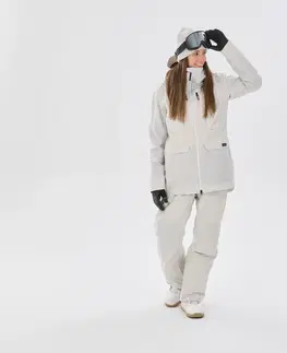 bundy a vesty Dámska snowboardová bunda 3v1 SNB 900 béžová