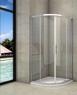 Sprchovacie kúty H K - Štvrťkruhový sprchovací kút SYMPHONY S4 80 cm s dvojdielnymi posuvnými dverami vrátane sprchovej vaničky z liateho mramoru SE-SYMPHONYS480 / THOR-80Q