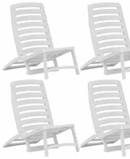 Záhradné kreslá a stoličky Skladacie plážové stoličky 4 ks plast Dekorhome Modrá