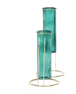Dekoratívne vázy Vázy, set 2 ks, smaragdová/zlatá,  ROSEIN TYP 1