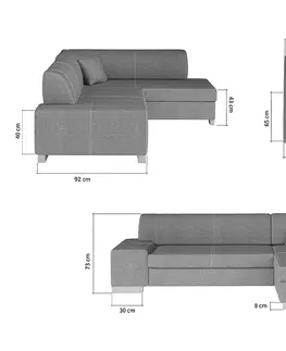 Sedacie súpravy NABBI Ferol P rohová sedačka s rozkladom a úložným priestorom sivá (Sawana 05) / biela (Soft 17)