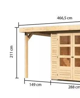 s prístreškom Drevený záhradný domček RETOLA 2 Lanitplast 512 cm