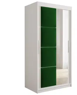 Šatníkové skrine Skriňa Tapi 100 Biely/zelená