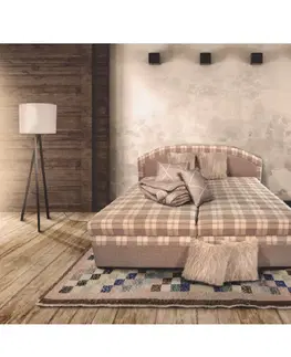 Postele Manželská posteľ, béžová/vzor karo, 180x200, LUCIA
