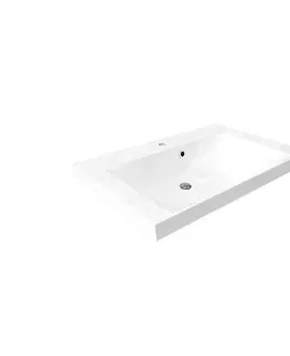 Kúpeľňový nábytok MEREO - Mailo, kúpeľňová skrinka s umývadlom z liateho mramoru 81 cm, biela, mat, čierne madlo CN541MB