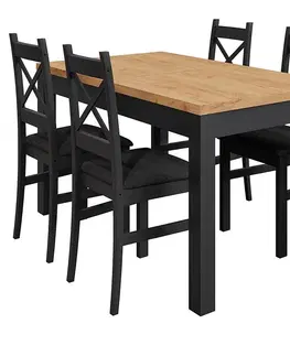 Súpravy stôl a stoličky v podkrovnom štýle Jedálenská zostava Mini čierna/craft
