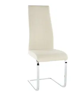 Stoličky Jedálenská stolička, látka béžová/chróm, AMINA