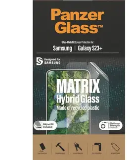 Ochranné fólie pre mobilné telefóny Ochranné sklo PanzerGlass Matrix UWF AB FP wA pre Samsung Galaxy S23 Plus, čierna 7319