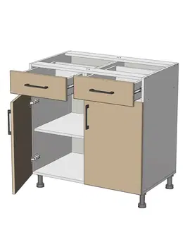 Kuchynské skrinky dolná skrinka so zásuvkami š.80, v.82, Modena LDD22S8082, grafit / antracit