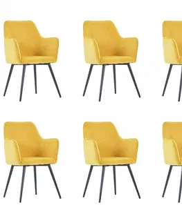 Jedálenské stoličky a kreslá Jedálenská stolička 6 ks zamat / oceľ Dekorhome Žltá