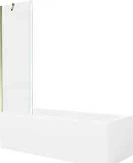 Sprchové dvere MEXEN/S - Cubik obdĺžniková vaňa 160 x 70 cm s panelom + vaňová zástena 60 cm, transparent, zlatá 550316070X9506000050