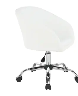 Kancelárske kreslá Kancelárske kreslo, biela ekokoža/kov, LENER