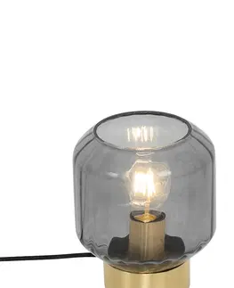 Stolove lampy Dizajnová stolná lampa mosadz s dymovým sklom - Stiklo