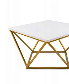 Konferenčné stoly HowHomely Konferenčný stolík CURVED 62x62 cm zlatá/biela 