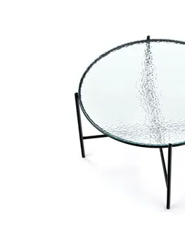 Konferenčné stolíky HALMAR Rosalia okrúhly sklenený konferenčný stolík priehľadná / čierna