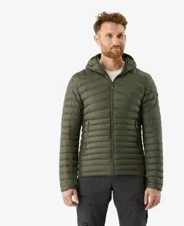 bundy a vesty Pánska páperová bunda MT100 na horský treking s kapucňou do -5 °C
