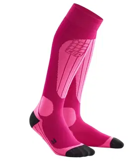 Dámska sťahovacia bielizeň Dámske lyžiarske kompresné podkolienky CEP Termo Woman ružová / reflexná ružová - II