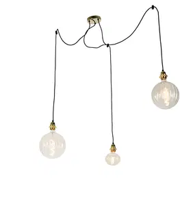 Zavesne lampy Závesná lampa zlatá 3-svetlá vrátane LED jantárovej stmievateľnej - Cava Luxe