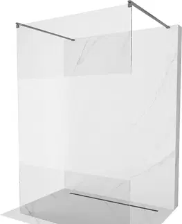 Sprchové dvere MEXEN/S - Kyoto samostatne stojaca sprchová zástena 120 x 200, transparent/dekor 8 mm, gun gray kartáčovaná 800-120-002-66-35