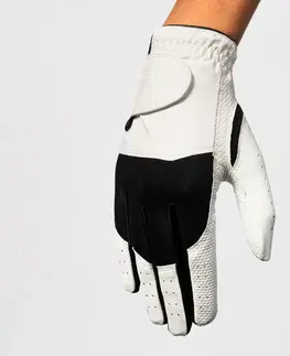 rukavice Dámska golfová rukavica 100 pre ľaváčky bieločierna