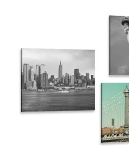 Zostavy obrazov Set obrazov zaujímavá kombinácia mesta New York
