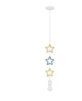 Nábytok Detská závesná lampa STARS 1xE27 Candellux Zlatá / modrá