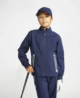 bundy a vesty Detská nepremokavá golfová bunda do dažďa RW500 tmavomodrá