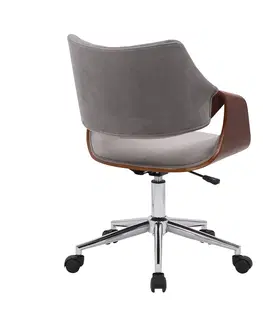 Kancelárske stoličky HALMAR Colt kancelárska stolička s podrúčkami sivá (Velvet) / orech