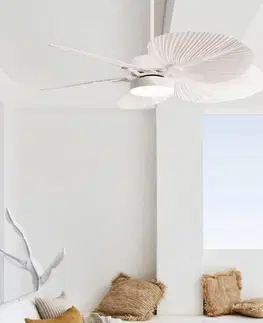Stropné ventilátory so svetlom Beacon Lighting Stropný ventilátor Bali s LED svietidlom, biela