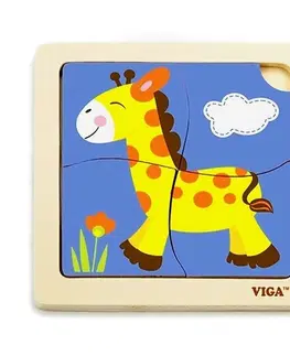 Drevené hračky VIGA - Drevené puzzle žirafa 4ks