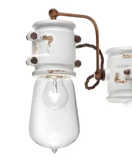 Nástenné svietidlá Ferroluce Biela nástenná lampa Nicolo vo vintage štýle