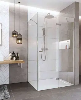 Sprchovacie kúty MEREO - Sprchový kút, Novea, obdĺžnik, 110x120 cm, chróm ALU, sklo Číre, dvere pravé a pevný diel CK10517ZP