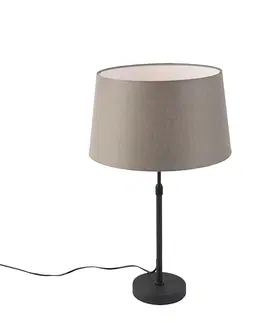Stolove lampy Stolová lampa čierna s ľanovým tienidlom taupe nastaviteľná 35 cm - Parte