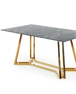 Stoly v podkrovnom štýle Stôl Konami 160 Sklo/Oceľ – Čierna/Zlatá
