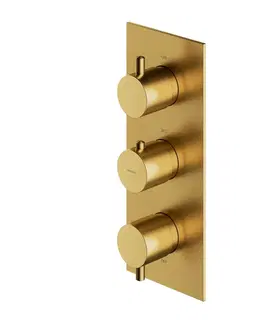 Kúpeľňové batérie OMNIRES - Y termostatická vaňová batéria podomietková 3-cestná podomietková, vrchná časť bez telesa zlatá kartáčovaná /GLB/ Y1238/KROGLB