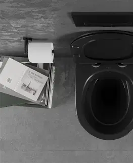 Záchody MEXEN/S - Lena Závesná WC misa vrátane sedátka s slow-slim, z duroplastu, čierna matná 30220185