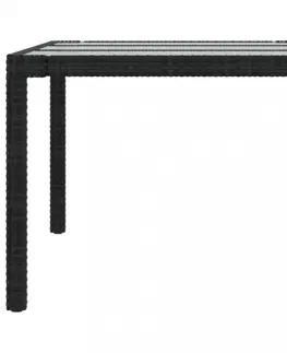 Záhradné stoly Záhradný stôl sklo / polyratan Dekorhome Čierna