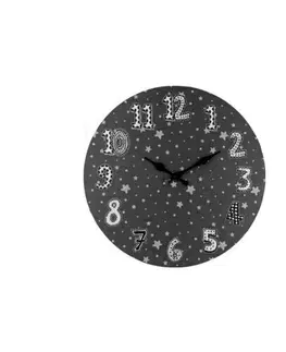 Hodiny Detské nástenné hodiny Stars, 33 cm, sivá