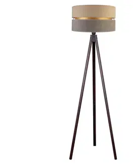 Lampy   - Stojacia lampa DUO 1xE27/60W/230V béžová/šedá/wenge 