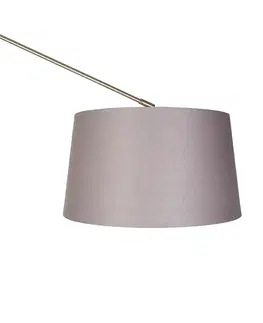 Stojace lampy Moderná stojaca lampa oceľové ľanové tienidlo tmavosivé 45 cm - Redaktor