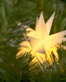 Vianočné svetelné hviezdy Deco Trend LED hviezda interiér 18-cípa Ø 12 cm biela batéria
