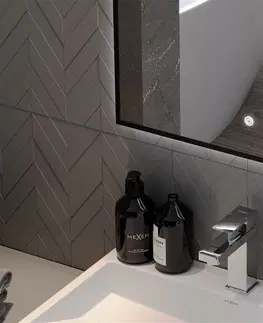 Kúpeľňa MEXEN - Erma zrkadlo s osvetlením 100 x 80 cm, LED 6000K, čierny rám 9814-100-080-611-70