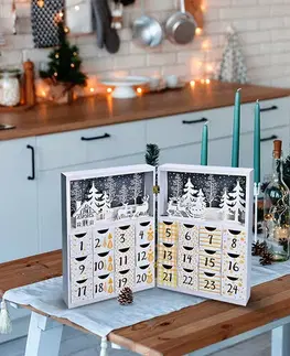 Vianočné dekorácie Solight LED adventný kalendár Kniha, 8x LED, 40 x 30 cm, 2x AAA