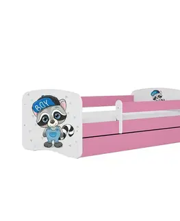 Jednolôžkové postele Detská Posteľ. Babydreams+Sz+M Ružová 80x180 medvedík čistotný