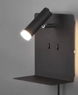 Nástenné svietidlá Trio Lighting LED nástenné svietidlo Element s poličkou čierna matná